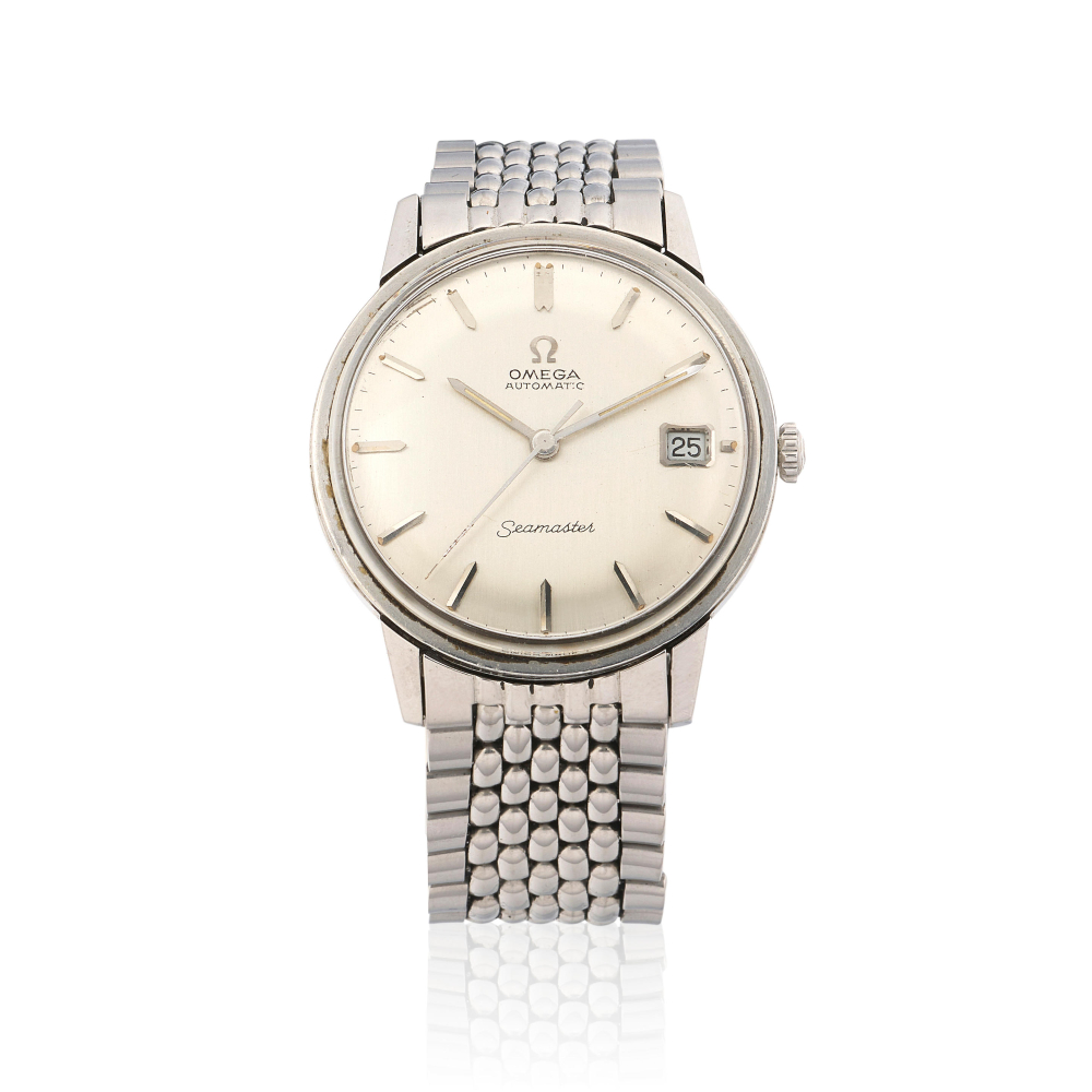 Omega. A stainless steel and gold plated quartz reversible bracelet watch