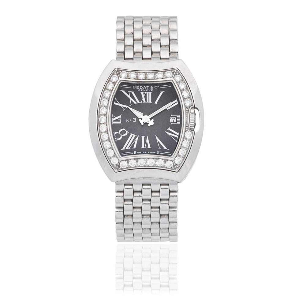Bedat Co. A lady's stainless steel and diamond set quartz calendar bracelet watch