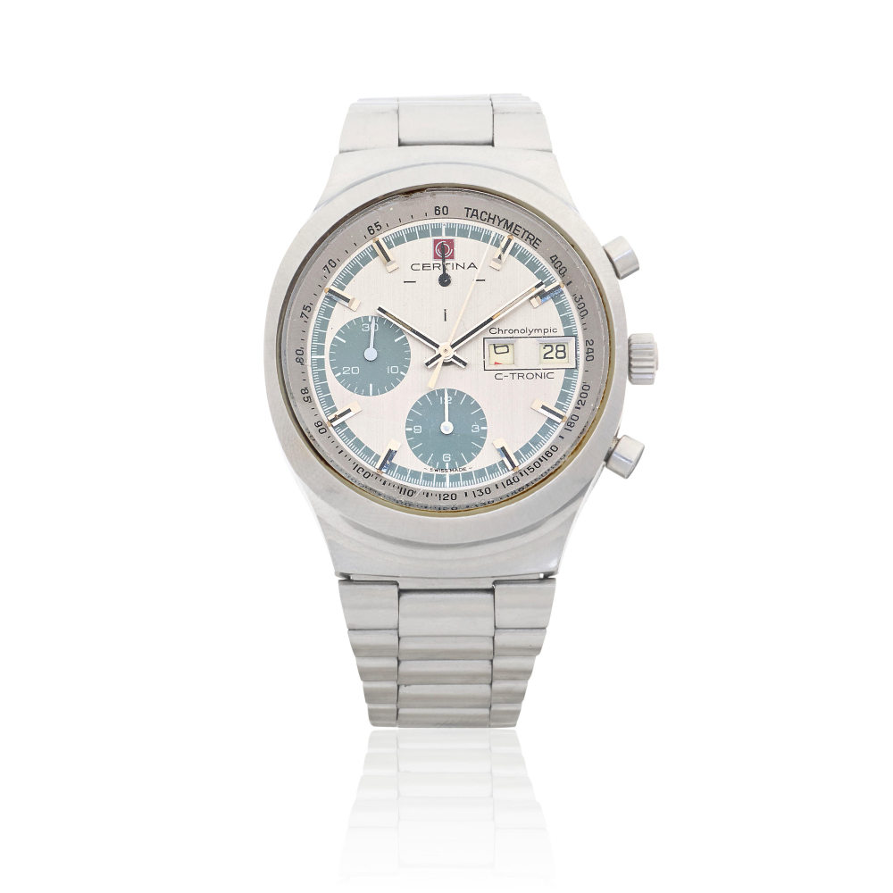 Certina. A stainless steel electronic calendar chronograph bracelet watch