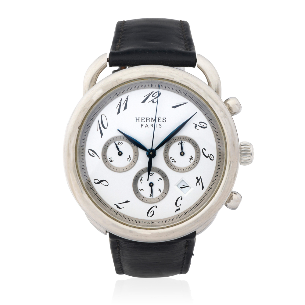 Hermès. A stainless steel automatic calendar chronograph wristwatch