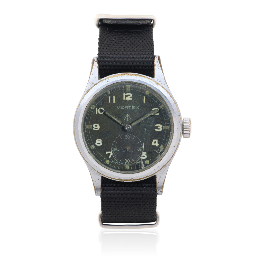 Vertex. A stainless steel manual wind Military issue wristwatch