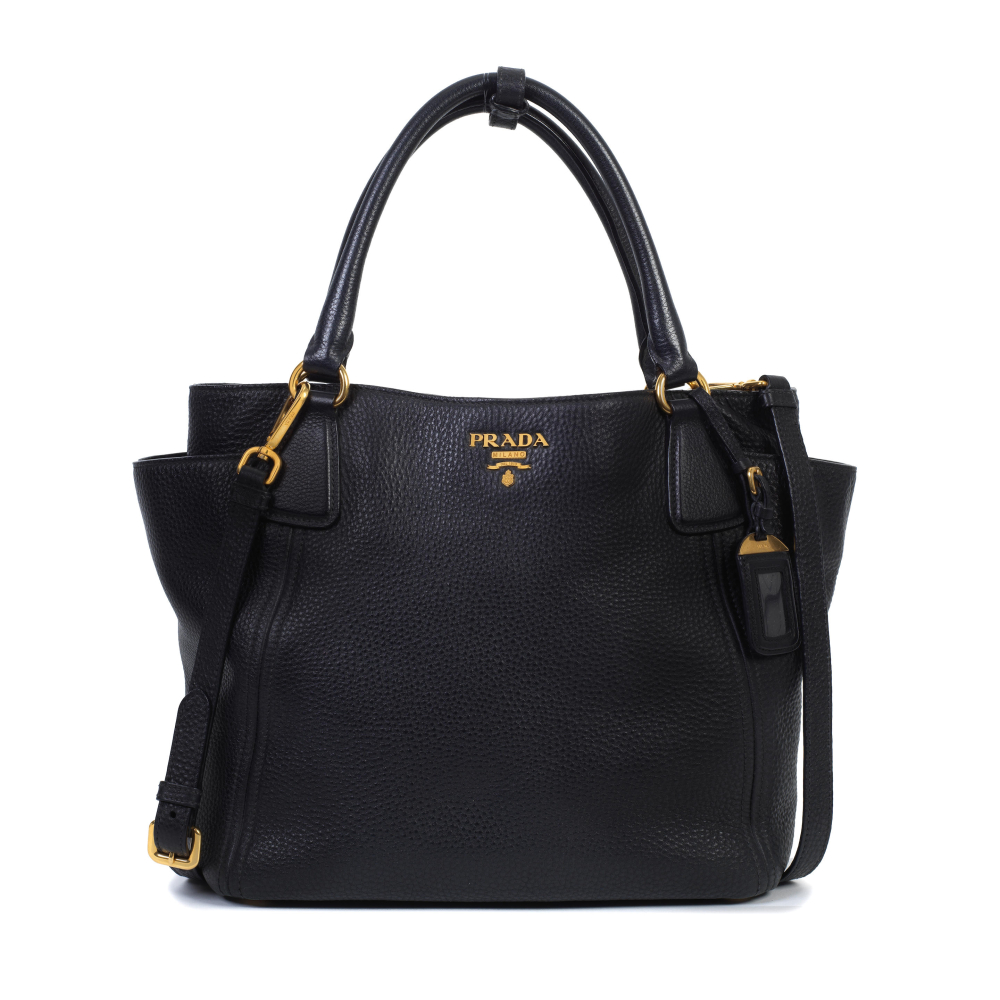 Prada: a Black Vitello Daino Tote Bag