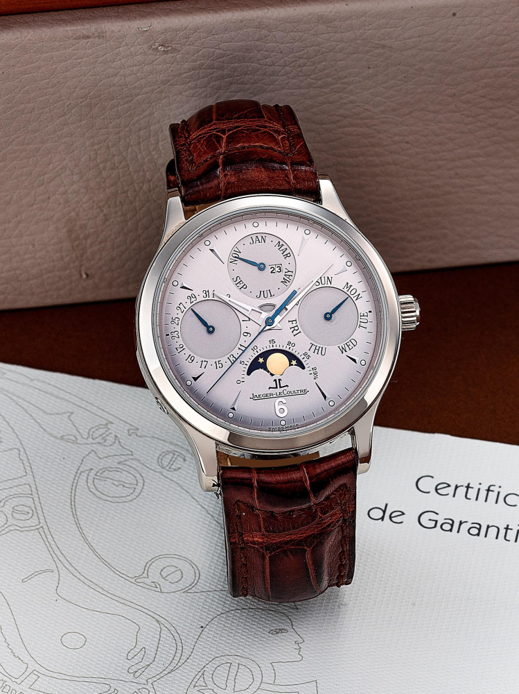JAEGER-LECOULTRE | MASTER CONTROL PERPETUAL CALENDAR, REF.140.3.80, A WHITE GOLD PERPETUAL CALENDAR WRISTWATCH WITH MOON PHASES AND DAY/NIGHT INDICATOR, CIRCA 2000