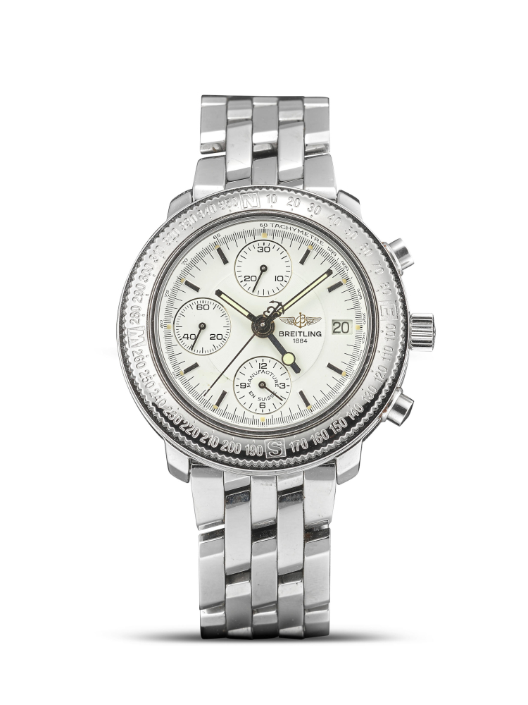[NO RESERVE] BREITLING | ASTROMAT LONGITUDE, A STAINLESS STEEL DUAL TIME CHRONOGRAPH BRACELET WATCH WITH DATE, CIRCA 1996