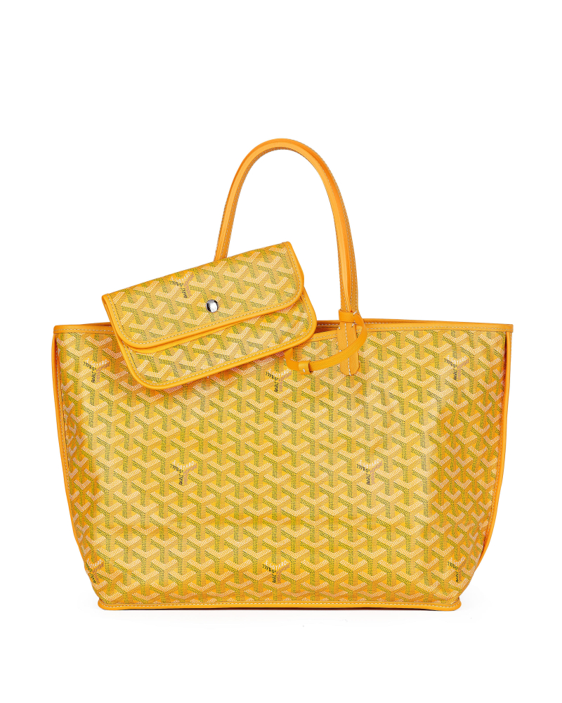 [NO RESERVE] GOYARD: YELLOW GOYARDLINE CANVAS CHEVROCHES CALFSKIN  SAINT LOUIS TOTE BAG