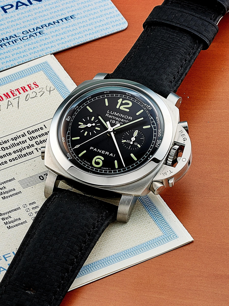 PANERAI | LUMINOR RATTRAPANTE 1950, REF.PAM00212, A STAINLESS STEEL FLYBACK CHRONOGRAPH WRISTWATCH, CIRCA 2007
