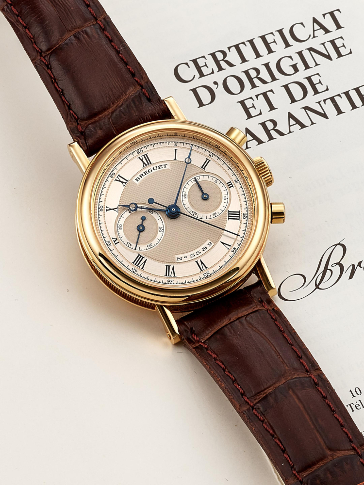 BREGUET | CLASSIQUE, REF.3237, A YELLOW GOLD CHRONOGRAPH WRISTWATCH, CIRCA 1990