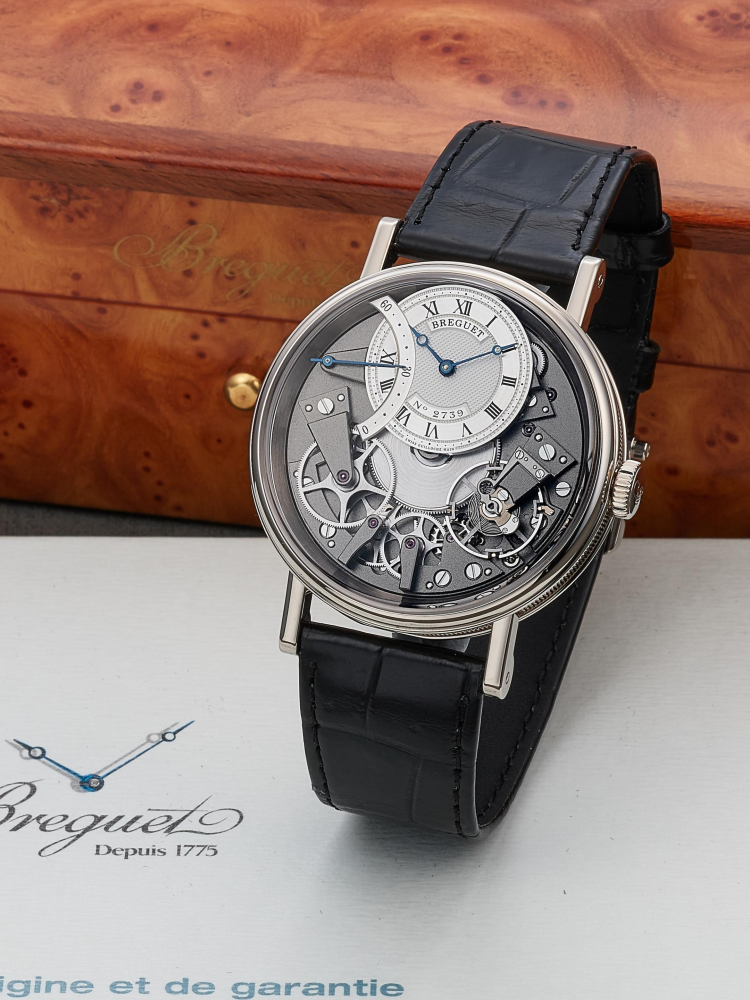 BREGUET | TRADITION, REF.7097, A WHITE GOLD SEMI-SKELETONISED WRISTWATCH WITH RETROGRADE SECONDS, CIRCA 2015