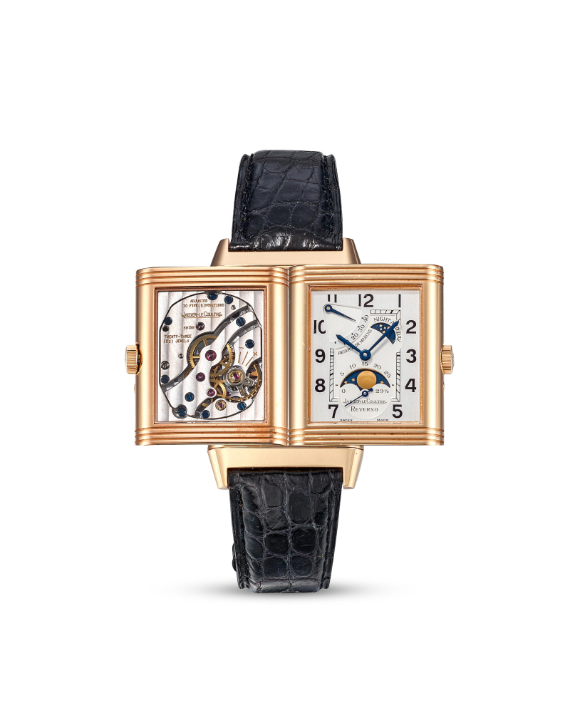 JAEGER-LECOULTRE | REVERSO, REF.270.2.63, A PINK GOLD REVERSIBLE WRISTWATCH WITH POWER RESERVE, DAY/NIGHT INDICATOR AND MOON PHASES, CIRCA 2000
