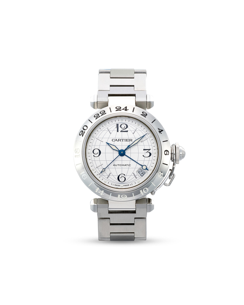 [NO RESERVE] CARTIER | PASHA DE CARTIER GMT, REF.2377, A STAINLESS STEEL DUAL TIME BRACELET WATCH WITH DATE, CIRCA 2000