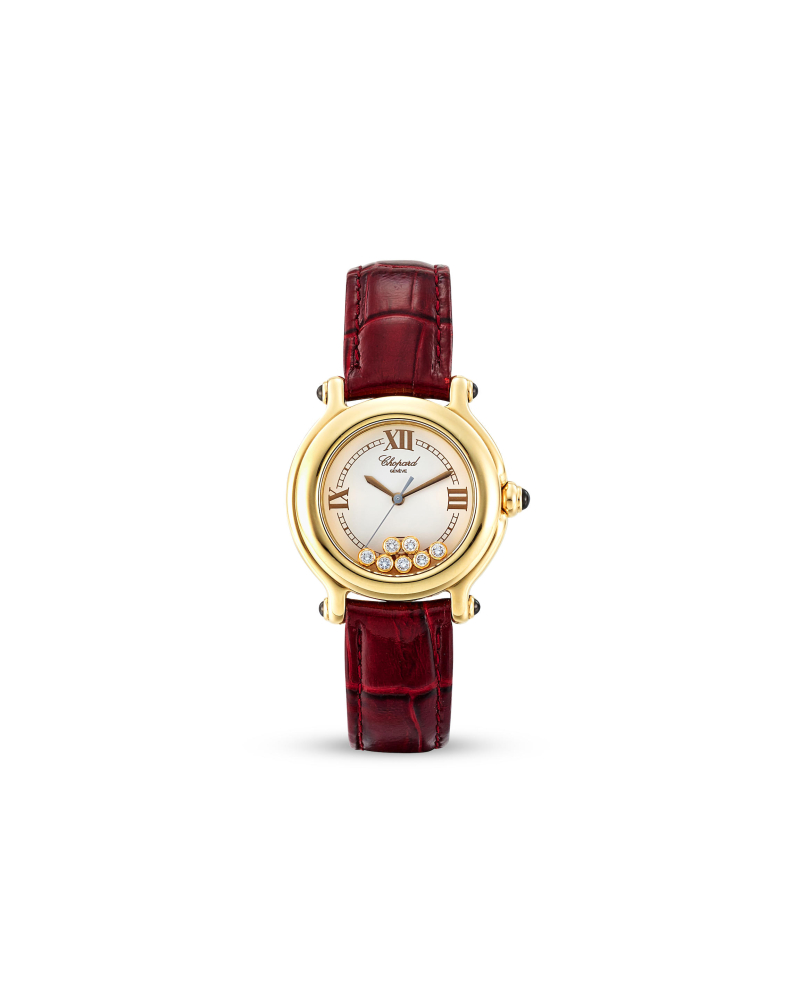 CHOPARD | HAPPY SPORT, REF.4144, A YELLOW GOLD WRISTWATCH WITH DATE WITH FLOATING DIAMONDS, CIRCA 2000