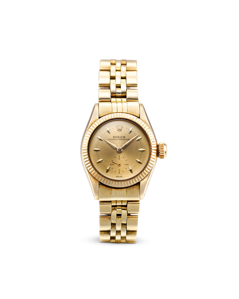 ROLEX | OYSTER PERPETUAL, REF.6509, A 14K YELLOW GOLD BRACELET WATCH, CIRCA 1954