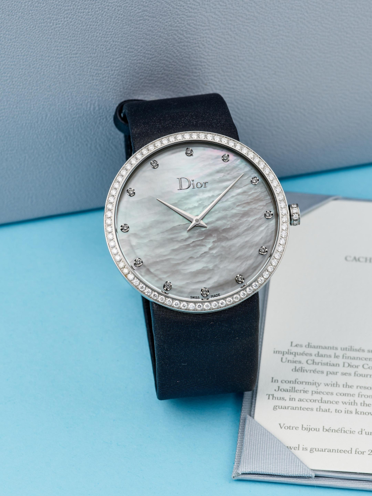 DIOR | LA D DE DIOR, REF.CD043114-J, A STAINLESS STEEL AND DIAMOND-SET WRISTWATCH WITH MOTHER-OF-PEARL DIAL, CIRCA 2015