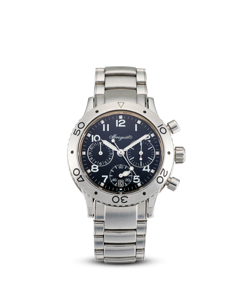BREGUET | TYPE XX-TRANSATLANTIQUE, REF.4820, A STAINLESS STEEL CHRONOGRAPH BRACELET WATCH WITH DATE, CIRCA 1997