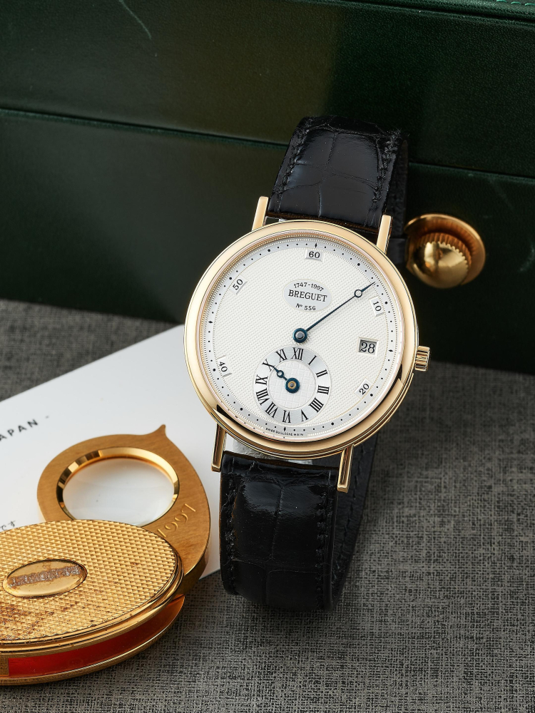 BREGUET | REF.1747, A LIMITED EDITION YELLOW GOLD WRISTWATCH WITH DATE AND REGULATOR DIAL, MADE TO COMMEMORATE THE 250TH ANNIVERSARY OF THE BIRTH OF ABRAHAM LOUIS BREGUET IN 1747, CIRCA 1997