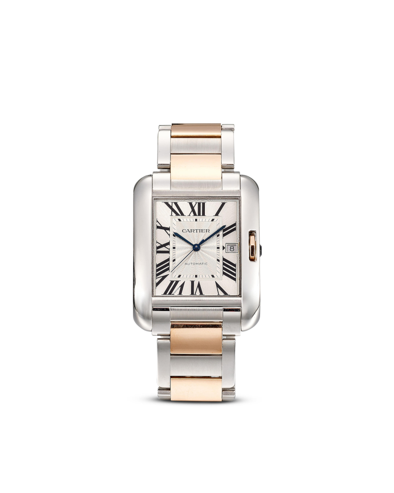 CARTIER | TANK ANGLAISE XL, REF.W5310006, A STAINLESS STEEL AND PINK GOLD BRACELET WATCH WITH DATE, CIRCA 2010