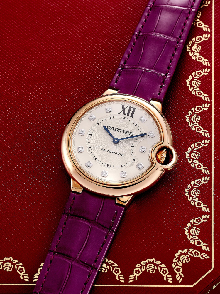 CARTIER | BALLON BLEU, REF.3927, A NEW OLD STOCK PINK GOLD WRISTWATCH WITH DIAMOND-SET INDEXES, CIRCA 2015