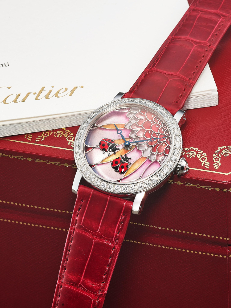 CARTIER | LE CIRQUE ANIMALIER, REF.3469, A NEW OLD STOCK LIMITED EDITION WHITE GOLD AND DIAMOND-SET WRISTWATCH WITH CLOISONNÉ ENAMEL DIAL, CIRCA 2012