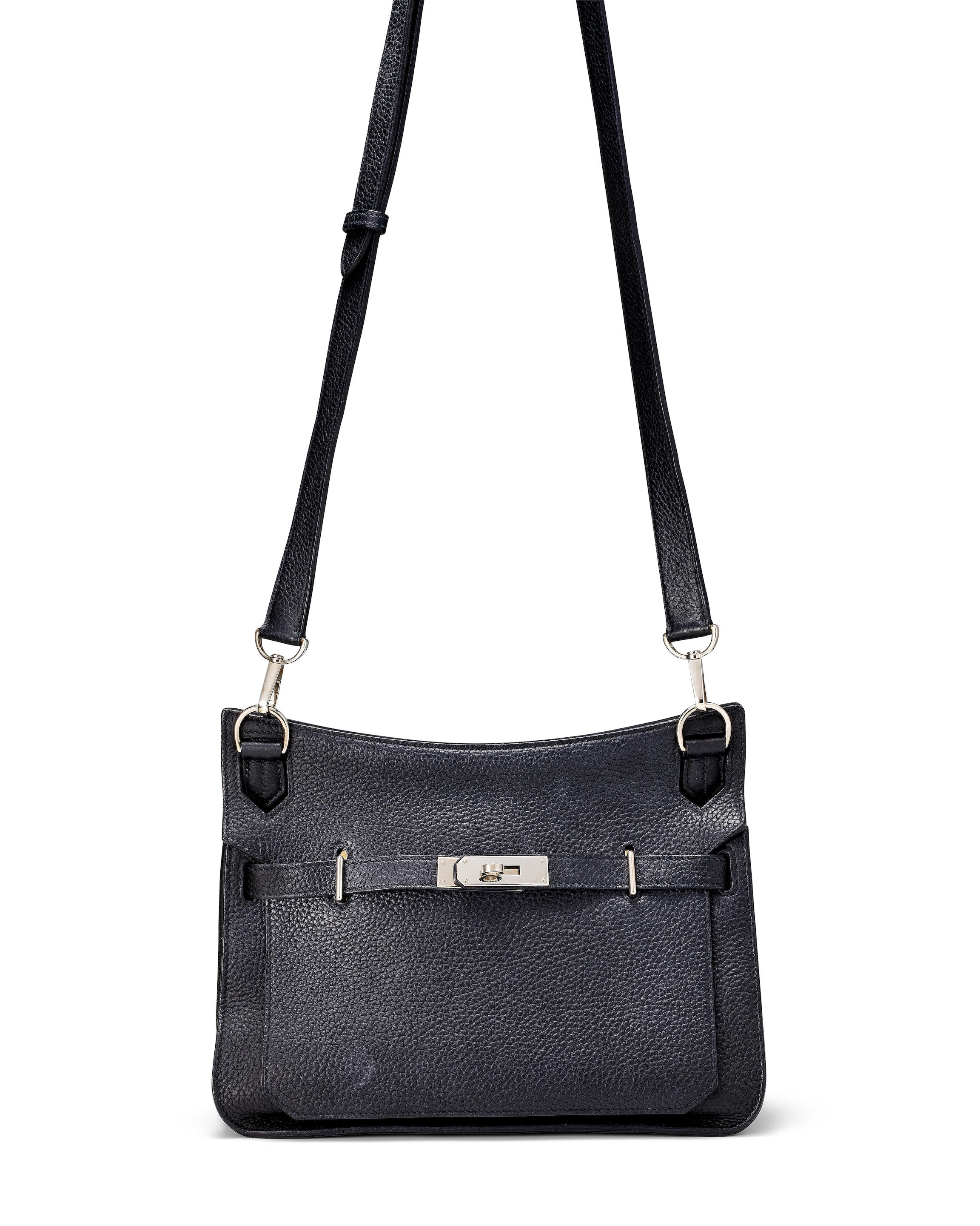 HERMÈS: BLACK TAURILLON CLEMENCE JYPSIERE 28 WITH PALLADIUM HARDWARE 2014