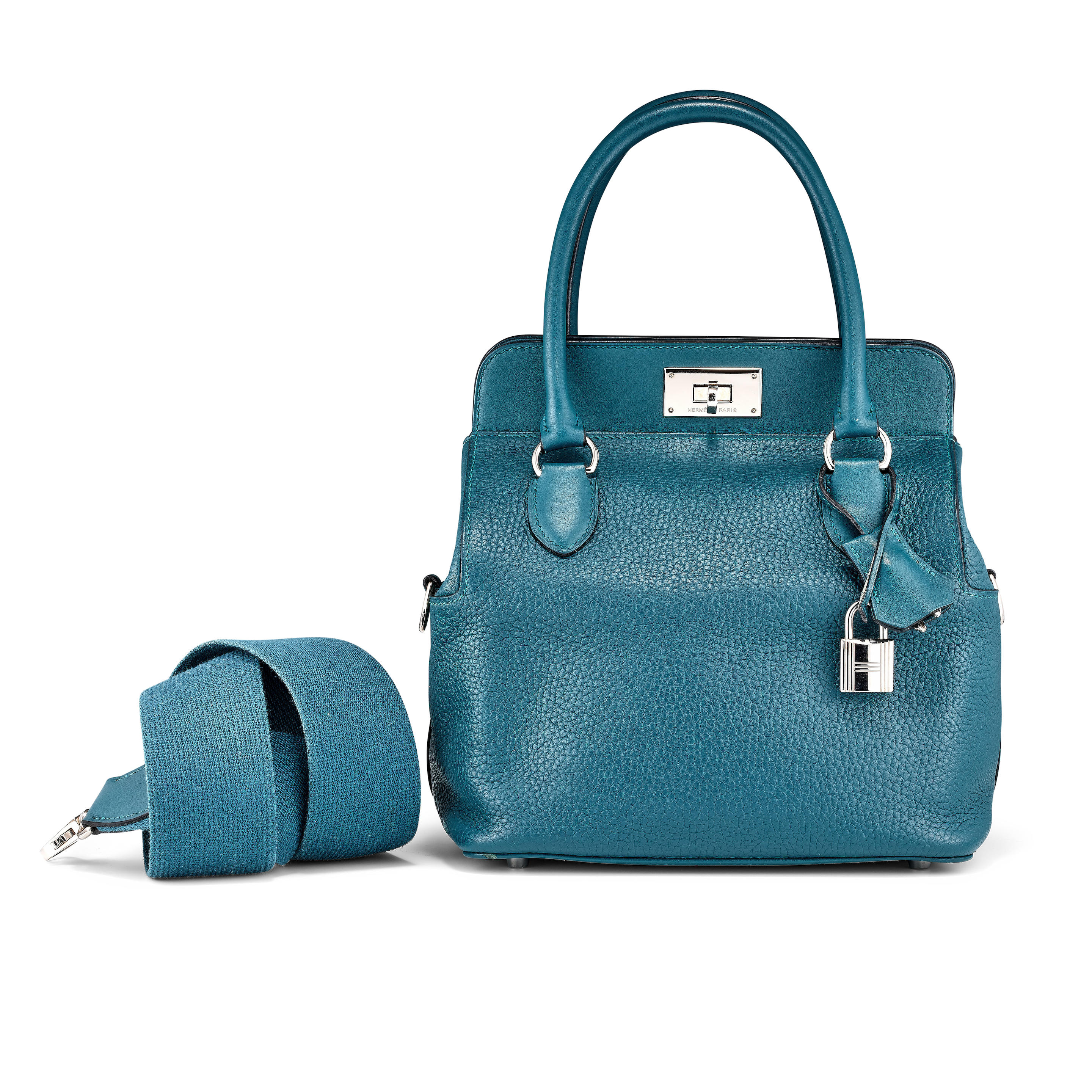 HERMÈS: BLUE CLEMENCE TOOLBOX 20 WITH PALLADIUM HARDWARE