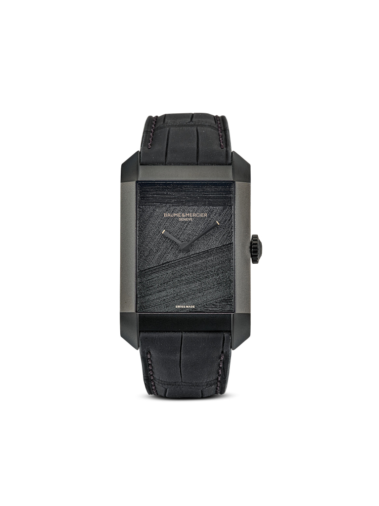 BAUME MERCIER | HAMPTON HOMMAGE A PIERRE SOULAGES, REF.10641, A BRAND NEW LIMITED EDITION DLC COATED STAINLESS STEEL WRISTWATCH WITH ABSTRACT ART BLACK DIAL, CIRCA 2021