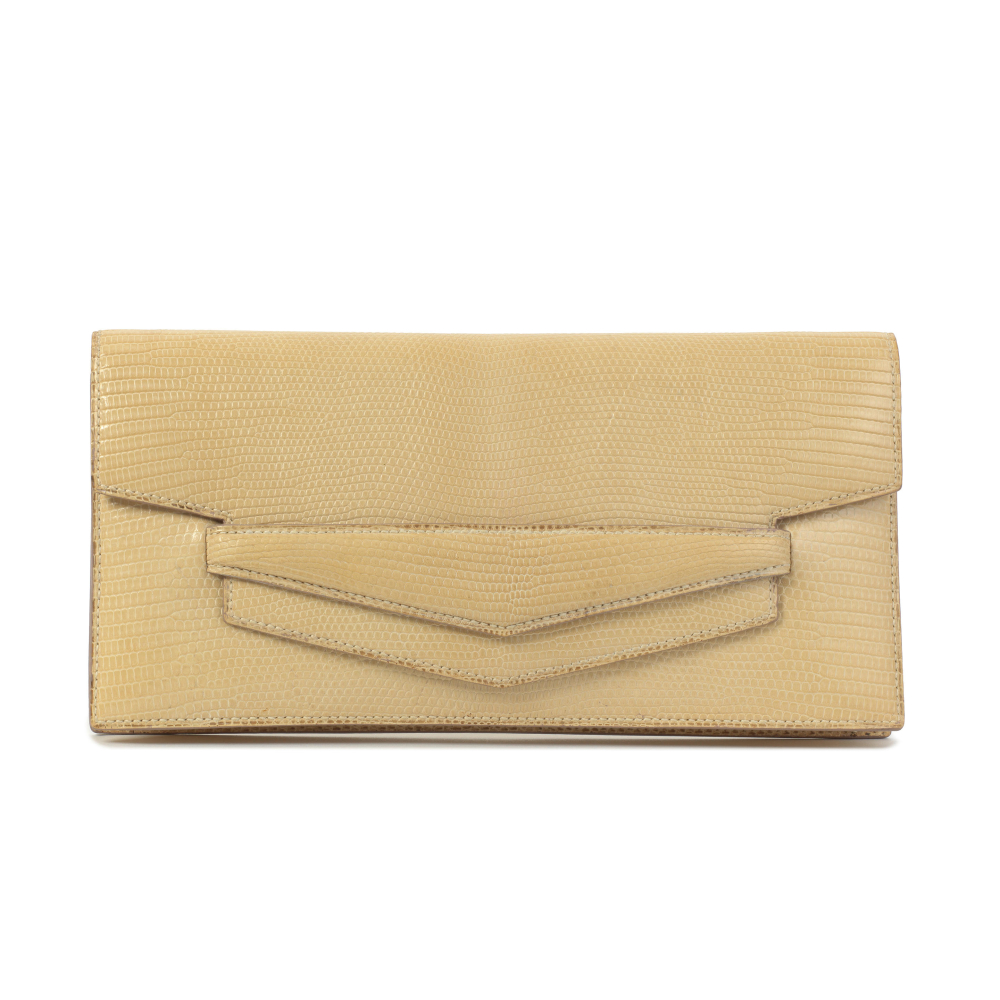Hermès: a Beige Niloticus Lizard Faco Elan Clutch