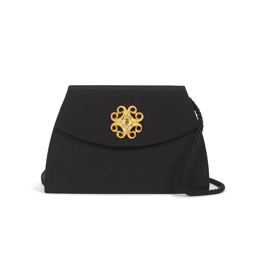 Yves Saint Laurent: a Black Ottoman Fabric Evening Bag