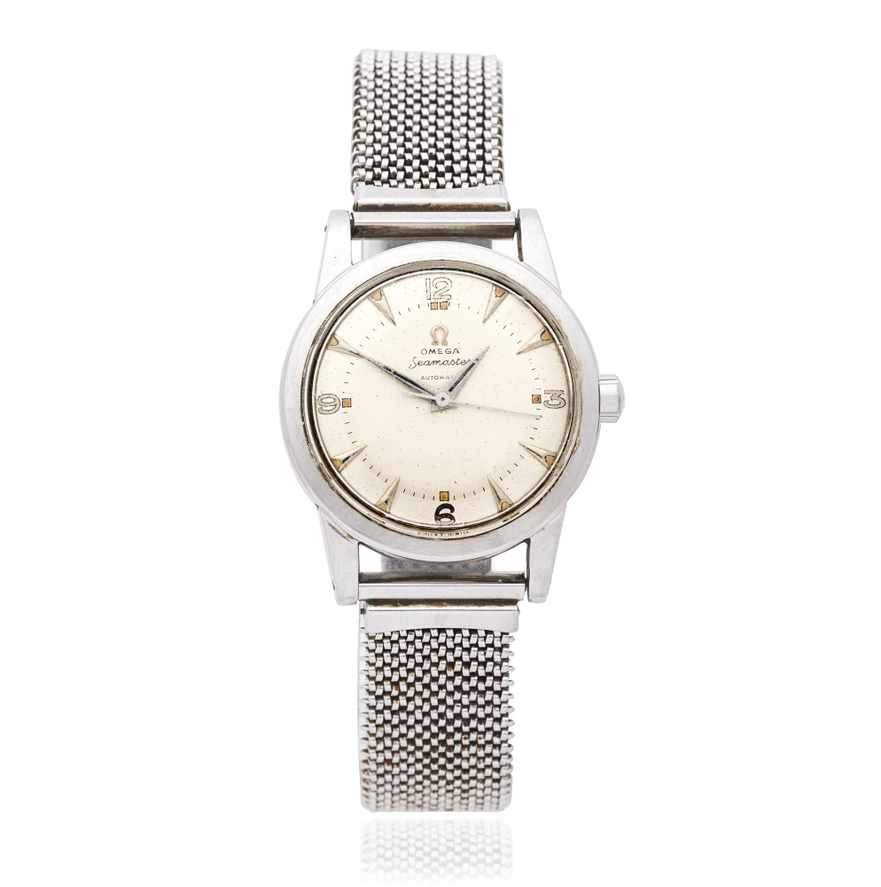 Omega. A stainless steel bumper automatic bracelet watch