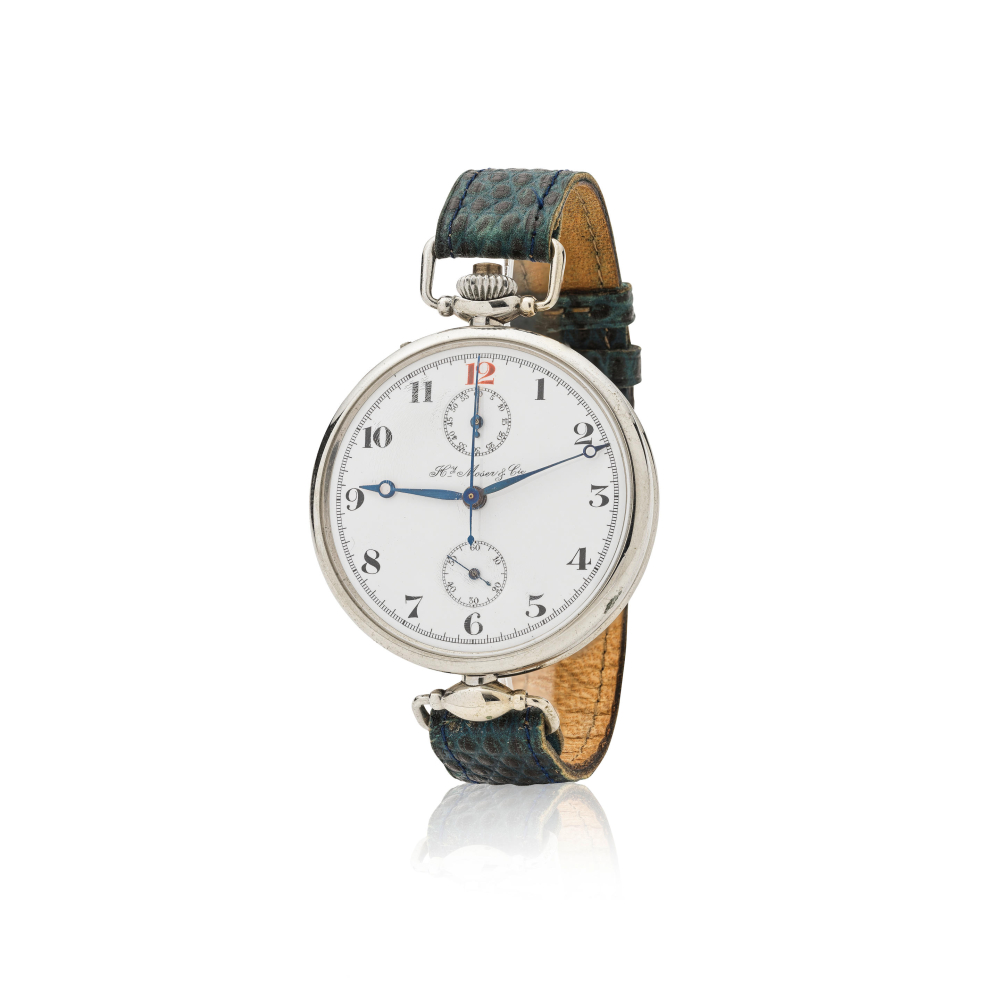 Henry Moser Cie. A nickel manual wind single button chronograph wristwatch