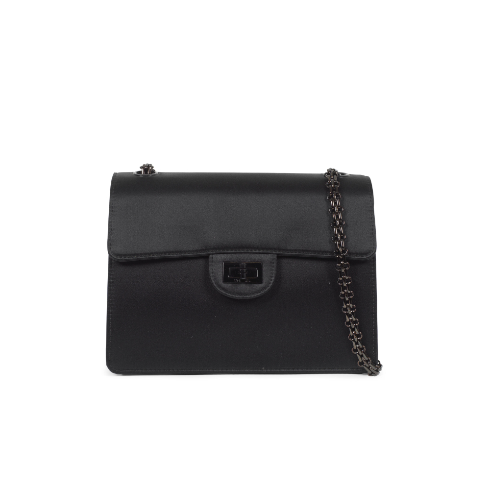 Chanel: a Black Silk Satin Reissue 'So Black' Flap Bag