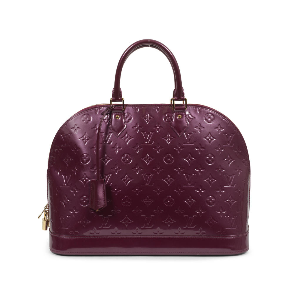 Louis Vuitton: a Violette Vernis Monogram Alma GM Top Handle Bag