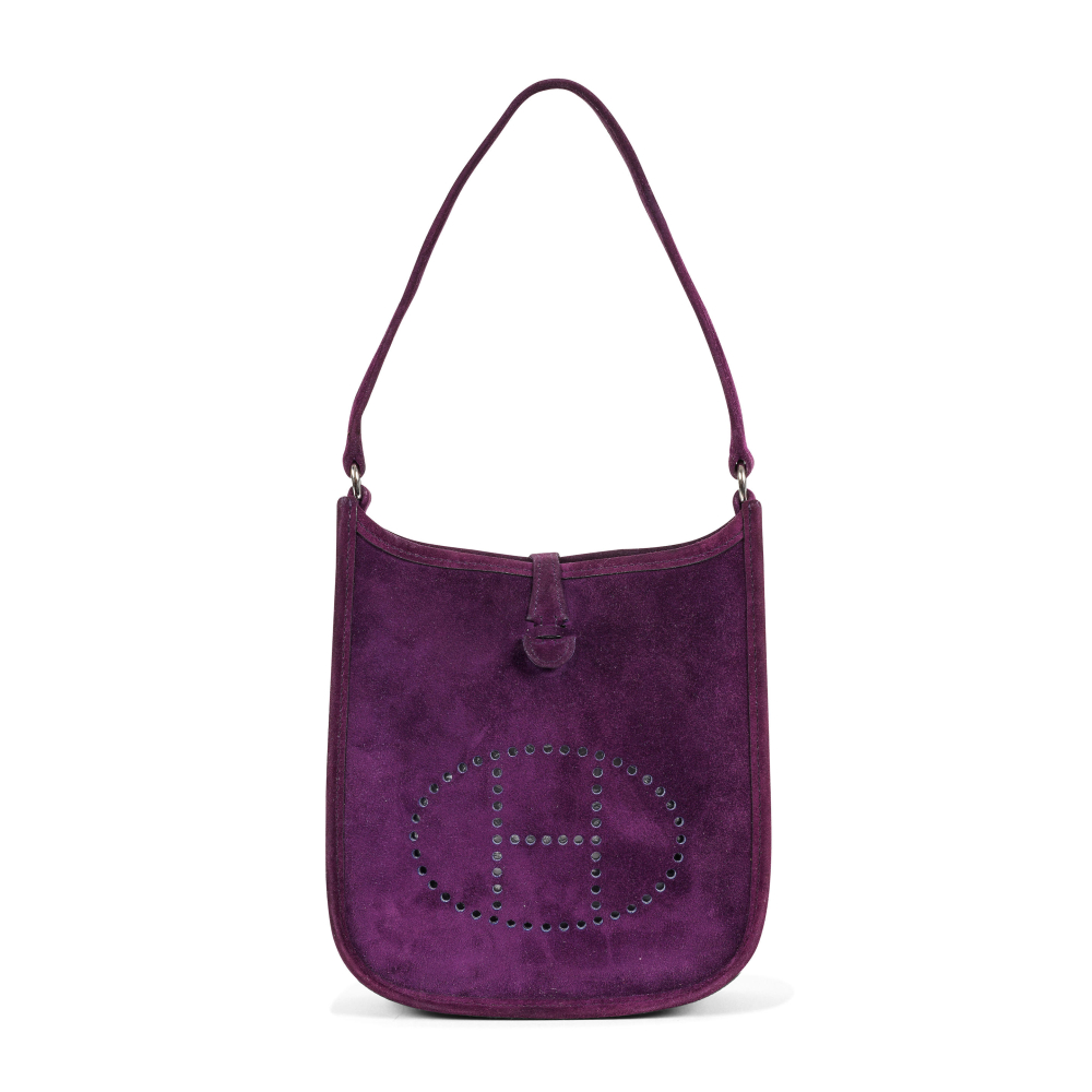 HERMES Paris. Sac Evelyne TPM en veau Doblis raisin.