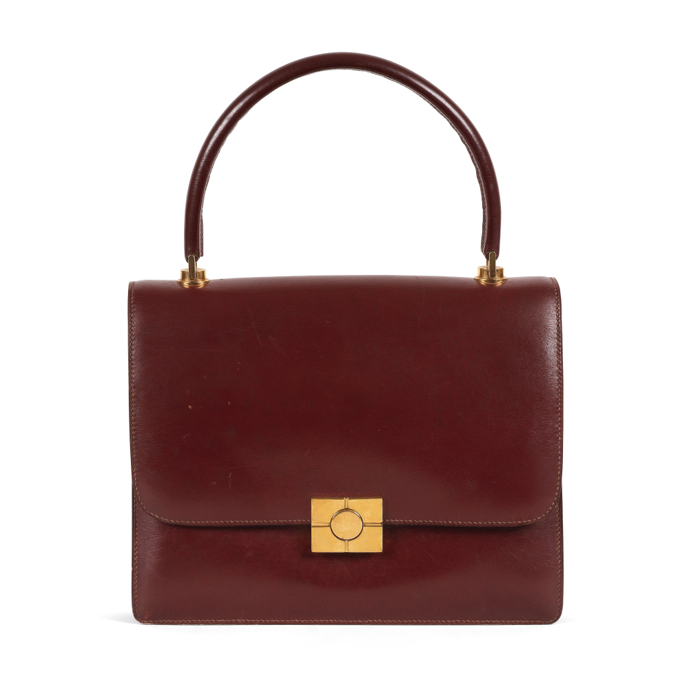 HERMES Paris. Sac Croisade en box bordeaux.
