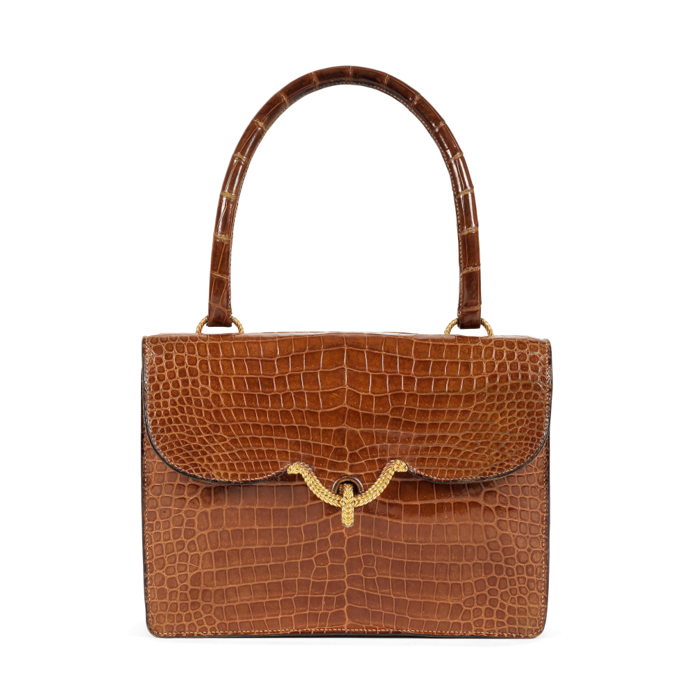 HERMES Paris. Sac Vasco en crocodile Porosus gold.