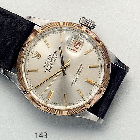 Rolex. A stainless steel automatic calendar wristwatch