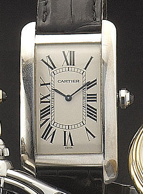 Cartier. A fine 18ct white gold rectangular wristwatch
