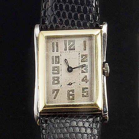 Antoine Freres. A gents steel and 9ct gold rectangular wristwatch