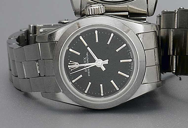 Rolex. A lady's stainless steel automatic bracelet watch