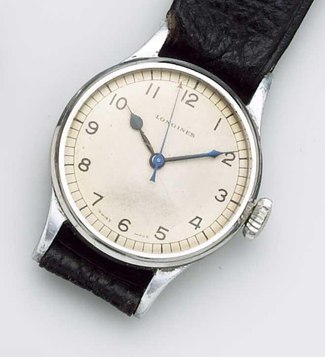 Longines. A stainless steel centre seconds Military wristwatch