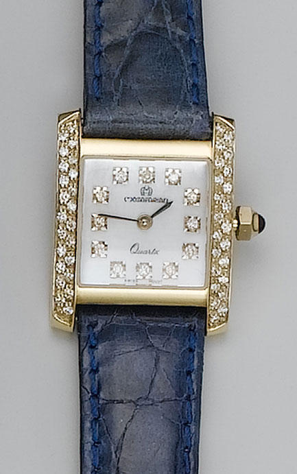 Mozafarian. A lady's 18ct gold diamond set bracelet watch