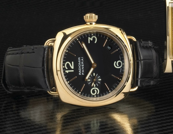 Officine Panerai. A fine limited edition 18k rose gold self-winding cushion cased wristwatch with calendar