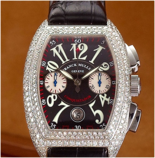 Franck Muller. A fine stainless steel diamond set automatic chronograph calendar wristwatch