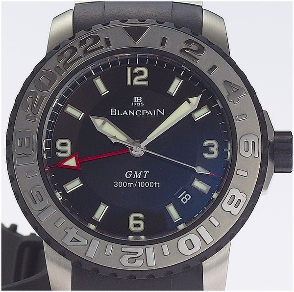 Blancpain. A steel and rubber dual time automatic calendar wristwatch