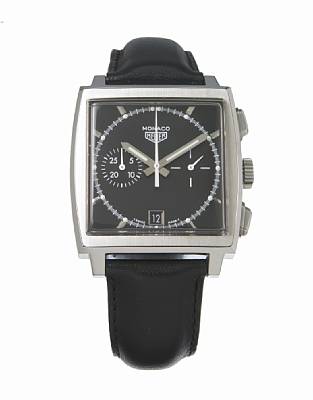 Heuer. A large square stainless steel limited edition self-winding chronograph wristwatch with calendar