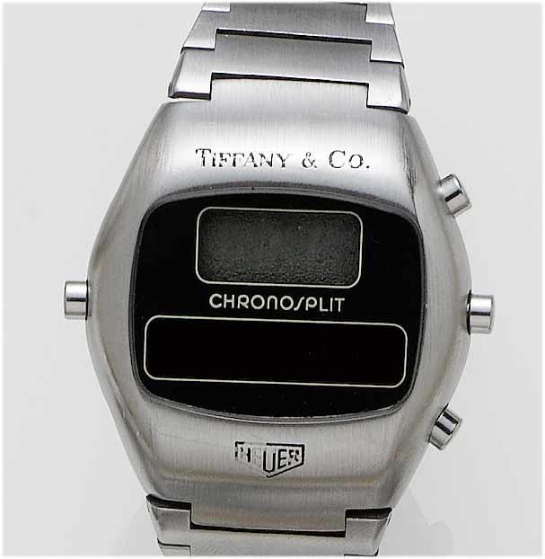 Heuer. A stainless steel dual display quartz bracelet watch retailed by Tiffany