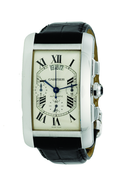 Cartier. A rare and fine 18ct white gold limited production wristwatch with chronograph and date