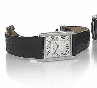 Cartier. A stainless steel oversize rectangular quartz wristwatch