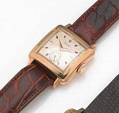 Rolex. A fine and unusual 18k rose gold self-winding wristwatch in square case