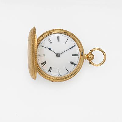 Reid Sons, Newcastle Upon Tyne, England. A fine and decorative 18k gold key-wind hunting cased fob watch