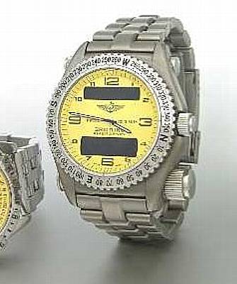 Breitling. A titanium quartz calendar chronograph bracelet watch with built-in emergency transmitter